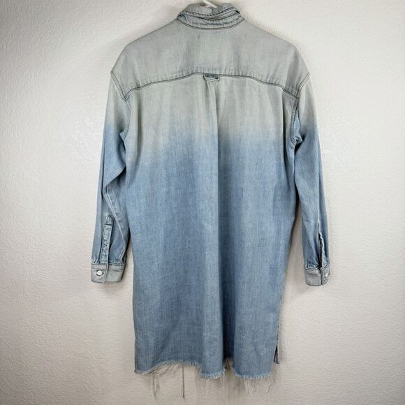 GRLFRND Shaun Denim Oversized Shirt Dress Size XS Tangled Up Pearl Snaps US Made - Picture 4 of 11